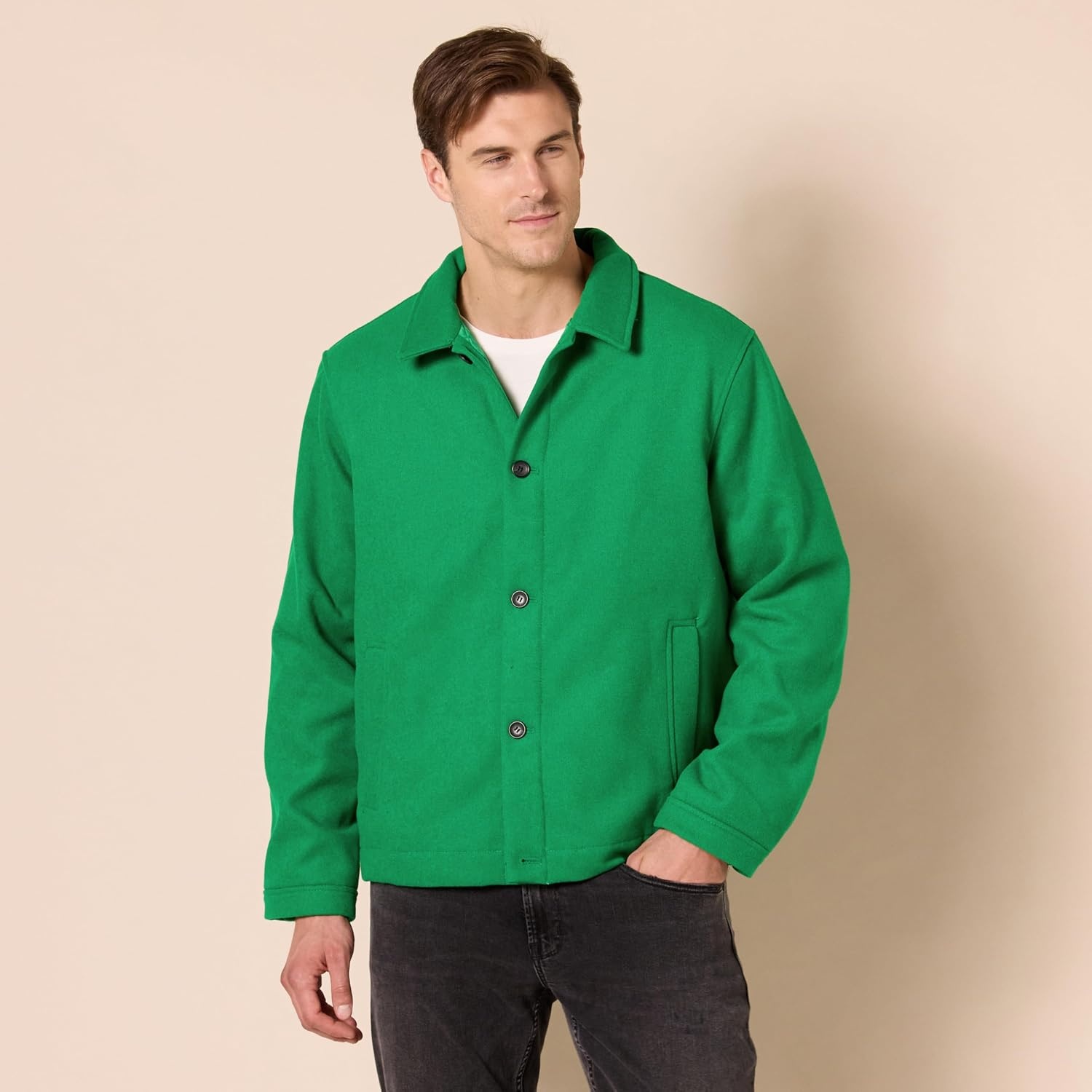 image:imageAmazon Essentials Mens Wool Blend Bomber Jacket Available in Big amp TallGreen