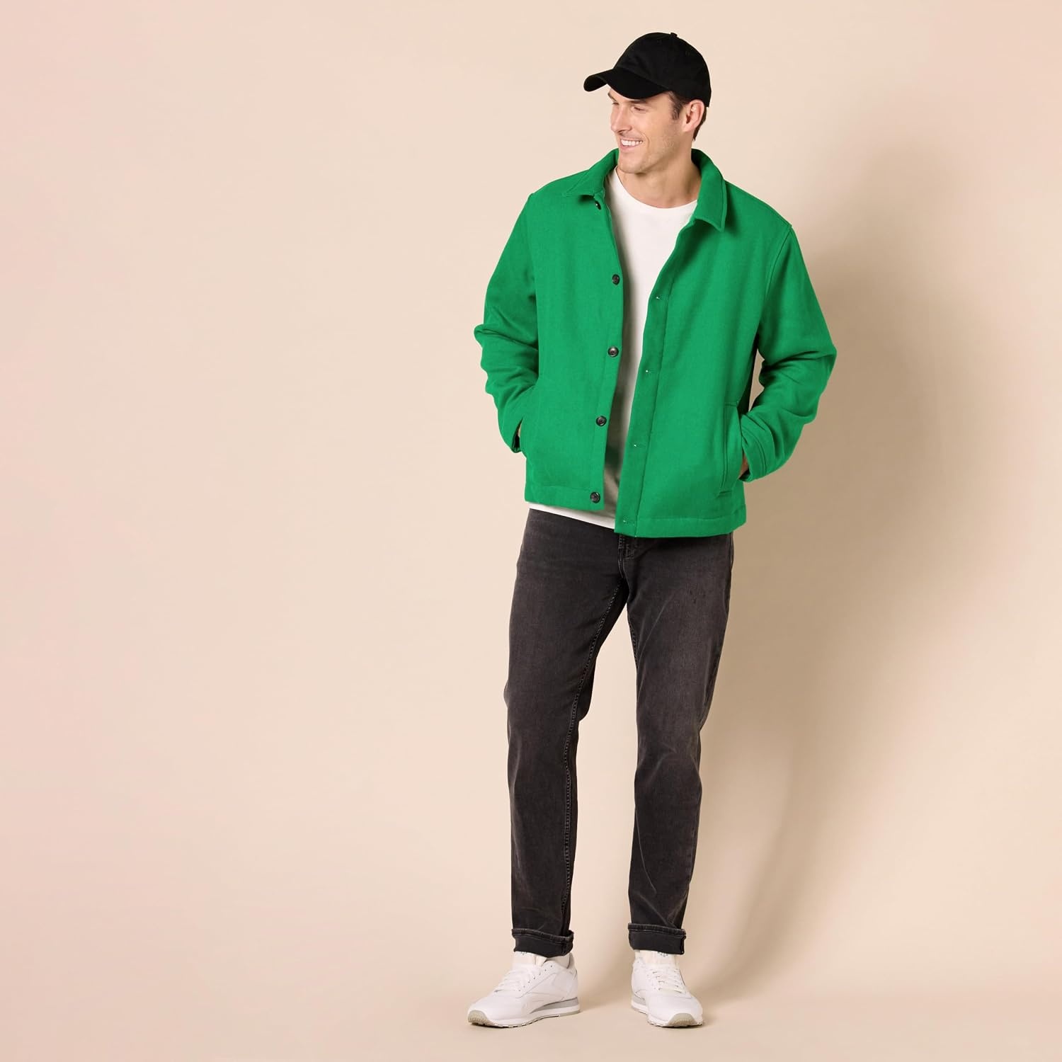 image:imageAmazon Essentials Mens Wool Blend Bomber Jacket Available in Big amp TallGreen