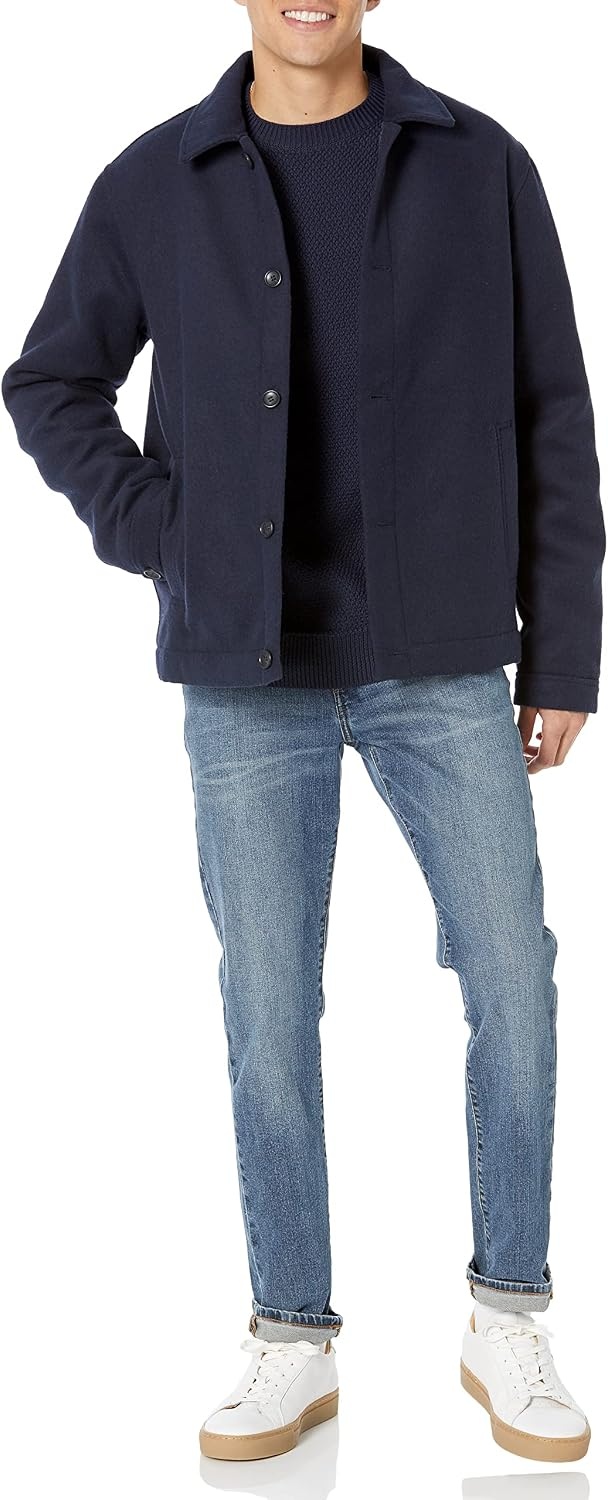 image:imageAmazon Essentials Mens Wool Blend Bomber Jacket Available in Big amp TallNavy
