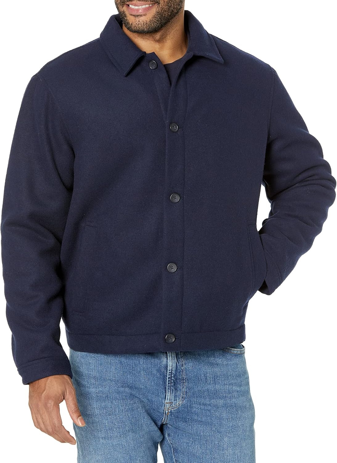 image:imageAmazon Essentials Mens Wool Blend Bomber Jacket Available in Big amp TallNavy