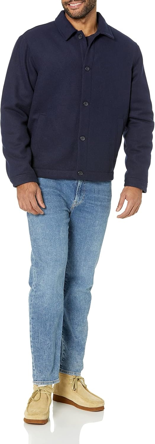 image:imageAmazon Essentials Mens Wool Blend Bomber Jacket Available in Big amp TallNavy