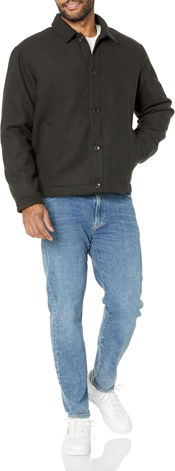image:imageAmazon Essentials Mens Wool Blend Bomber Jacket Available in Big amp TallWashed Black