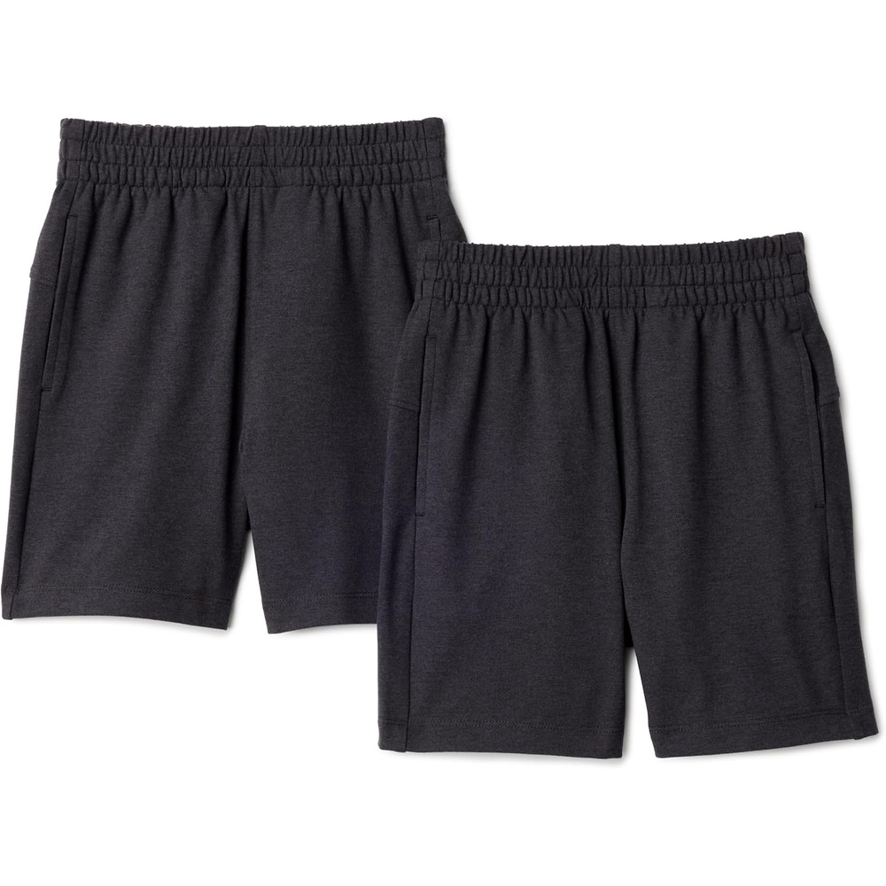 image:imageAmazon Essentials Boys Supersoft Performance Knit Regular Fit Athletic ShortsSpace Dye Black Space Dye Black