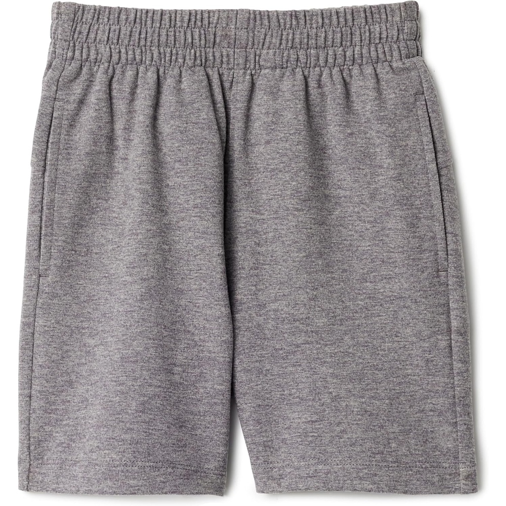 image:imageAmazon Essentials Boys Supersoft Performance Knit Regular Fit Athletic ShortsSpace Dye Grey