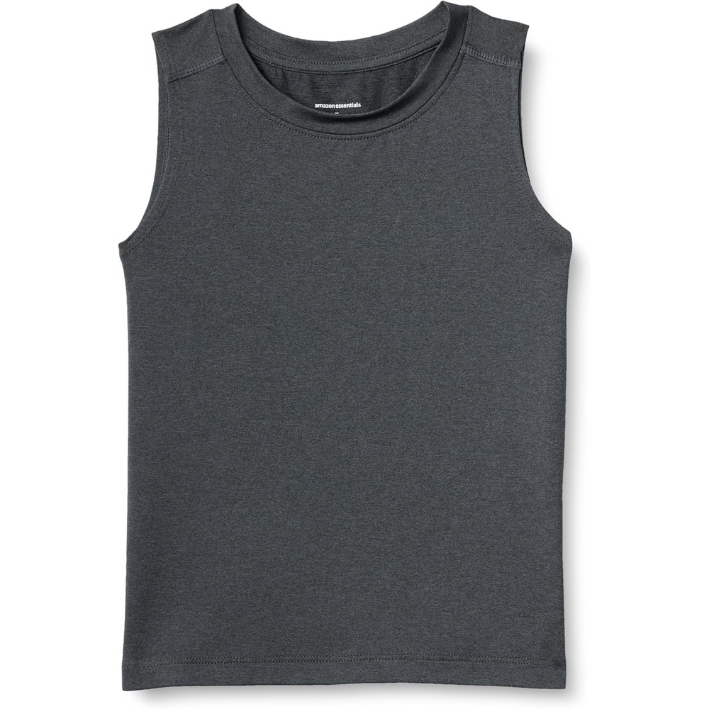 image:imageAmazon Essentials Boys Tech Stretch MoistureWicking Quick Dry Tank Top MultipackHeather Graphite