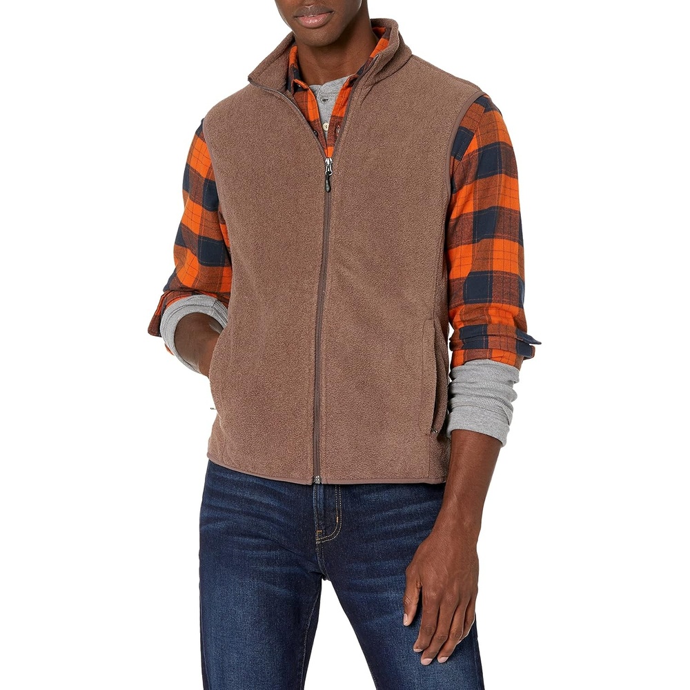 image:imageAmazon Essentials Mens FullZip Polar Fleece Insulated Vest Available in Big amp TallBrown Heather