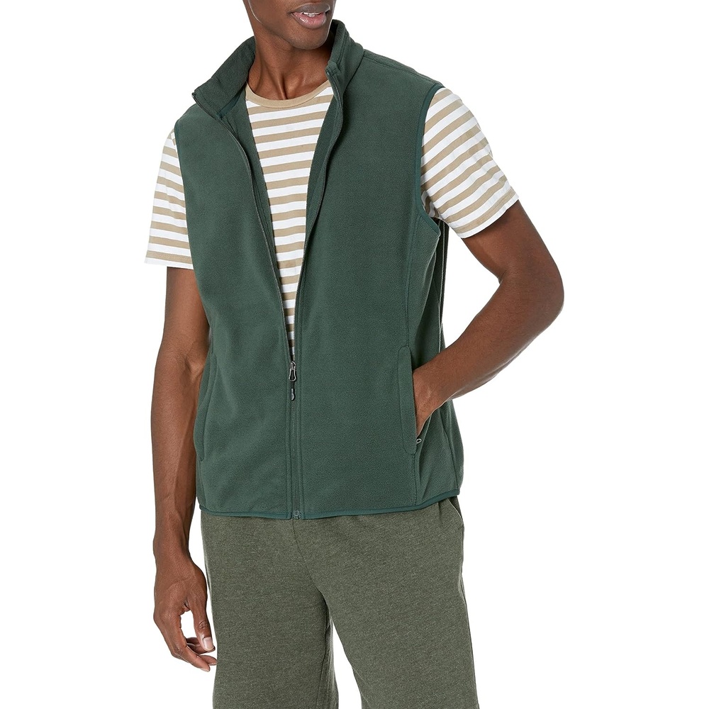 image:imageAmazon Essentials Mens FullZip Polar Fleece Insulated Vest Available in Big amp TallForest Green