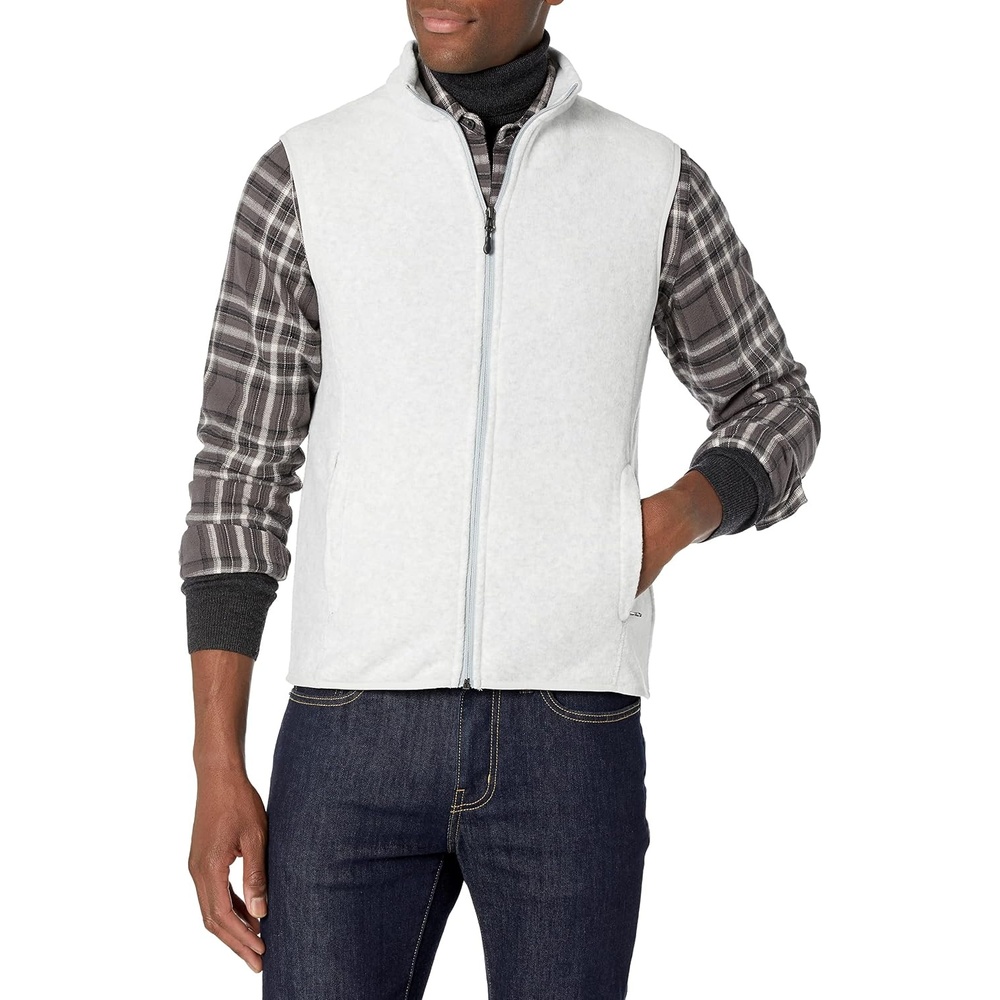 image:imageAmazon Essentials Mens FullZip Polar Fleece Insulated Vest Available in Big amp TallLight Grey Heather
