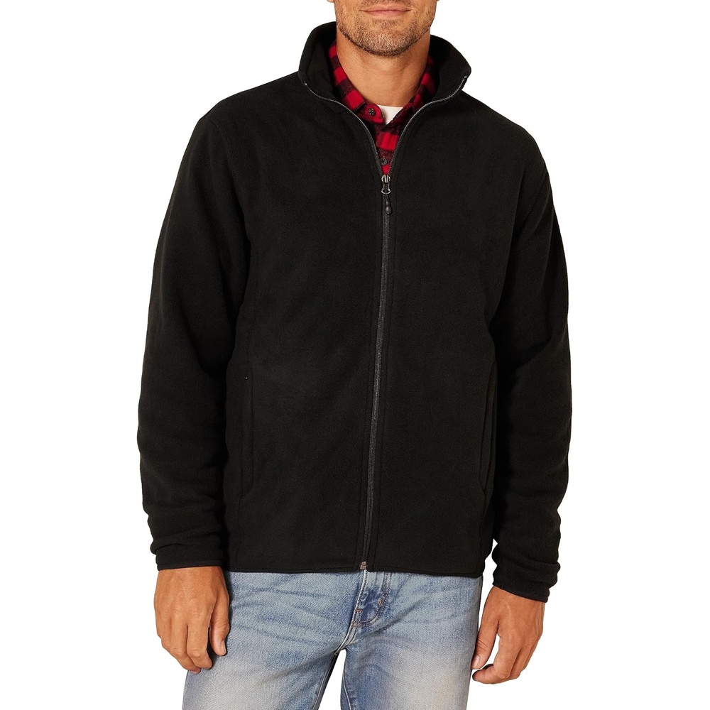 image:imageAmazon Essentials Mens FullZip Polar Fleece Jacket with Zippered Pockets for Cold Outdoor Weather Available in Big amp TallBlack