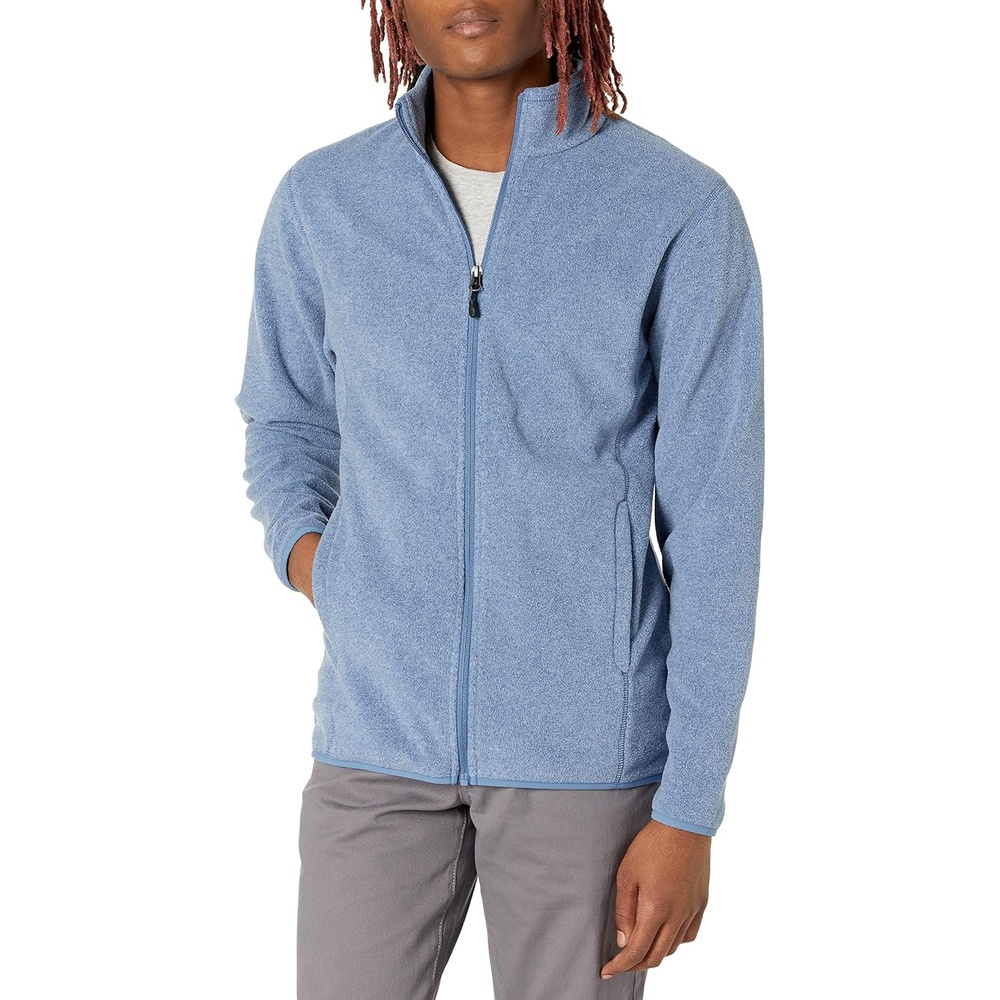 image:imageAmazon Essentials Mens FullZip Polar Fleece Jacket with Zippered Pockets for Cold Outdoor Weather Available in Big amp TallBlue Heather