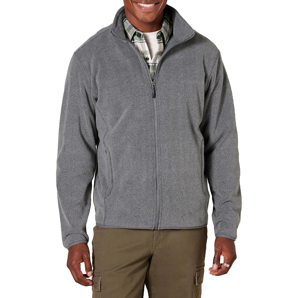 image:imageAmazon Essentials Mens FullZip Polar Fleece Jacket with Zippered Pockets for Cold Outdoor Weather Available in Big amp TallCharcoal Heather