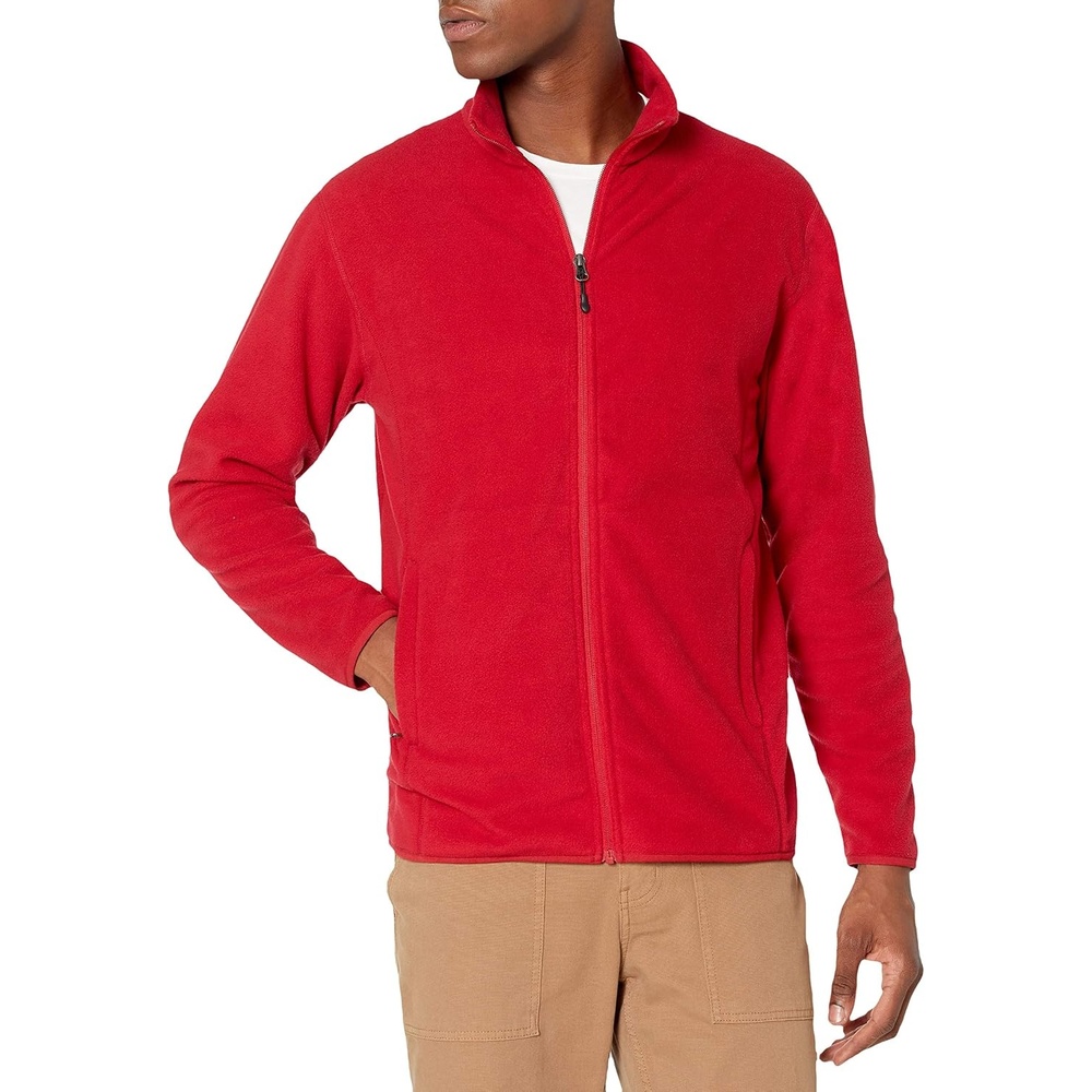 image:imageAmazon Essentials Mens FullZip Polar Fleece Jacket with Zippered Pockets for Cold Outdoor Weather Available in Big amp TallRed