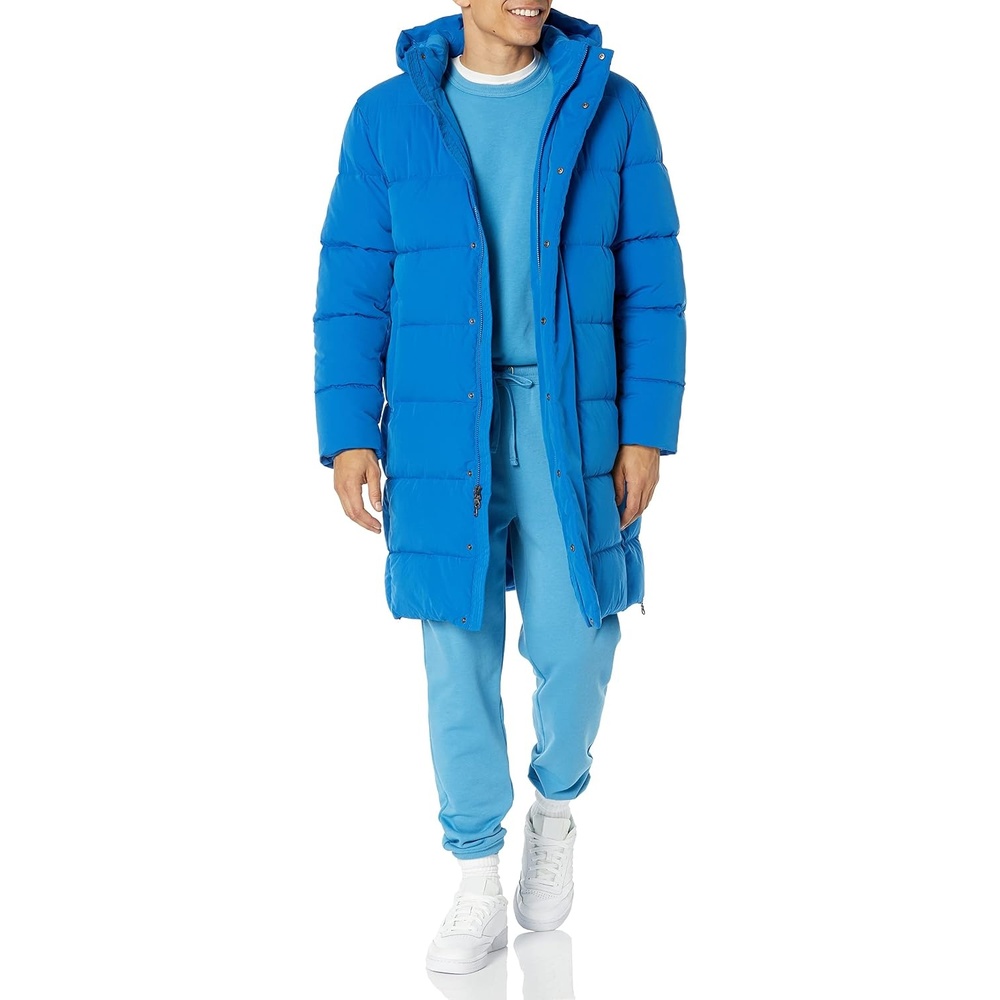 image:imageAmazon Essentials Mens Hooded Long Puffer CoatBright Blue