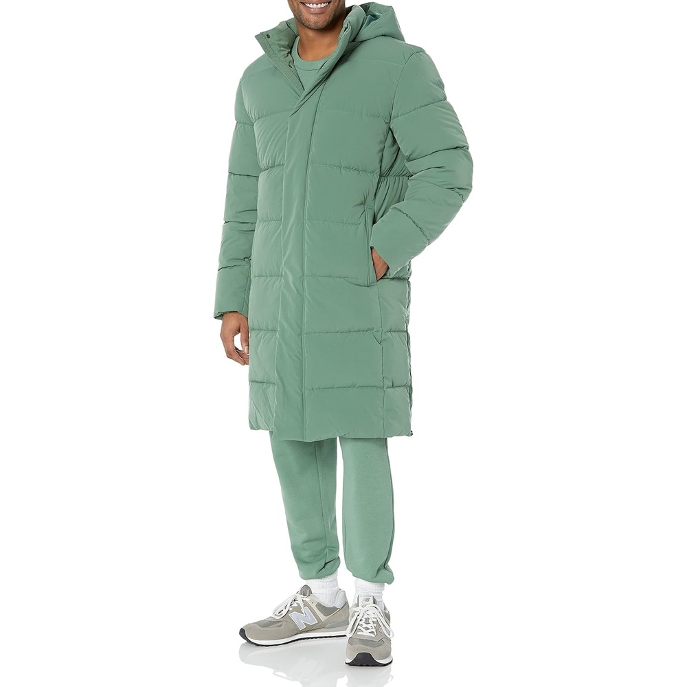 image:imageAmazon Essentials Mens Hooded Long Puffer CoatSage Green