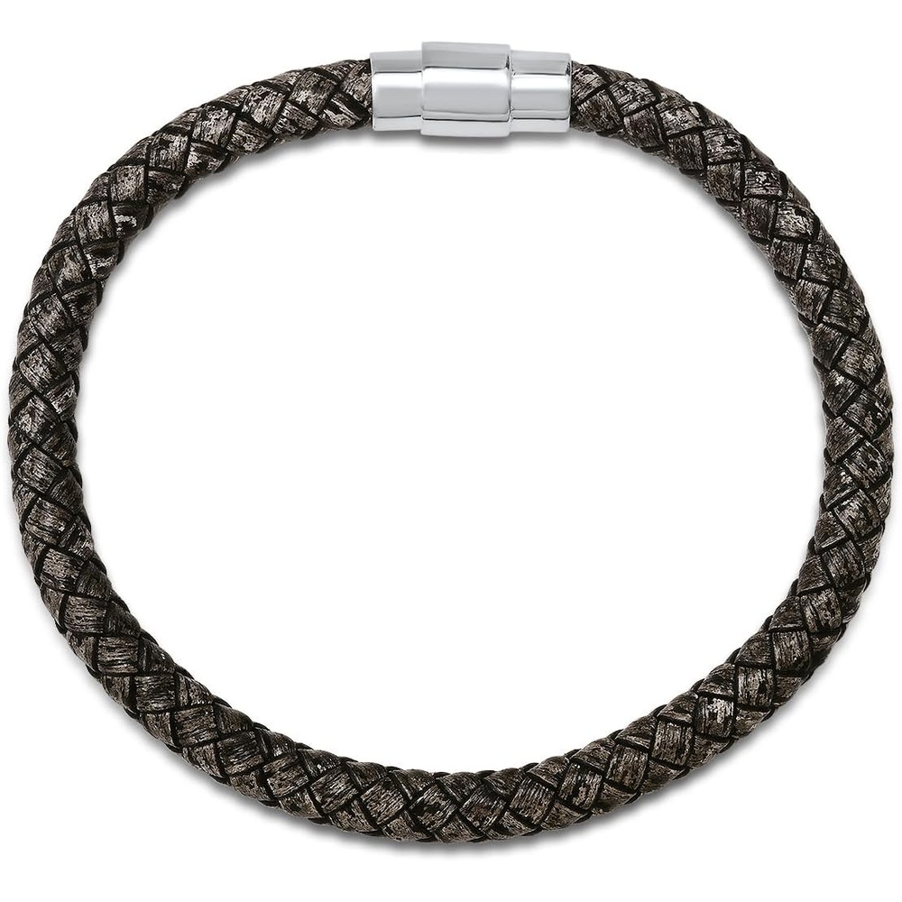 image:imageAmazon Essentials Mens Leather Sterling Silver BraceletBlackBrown