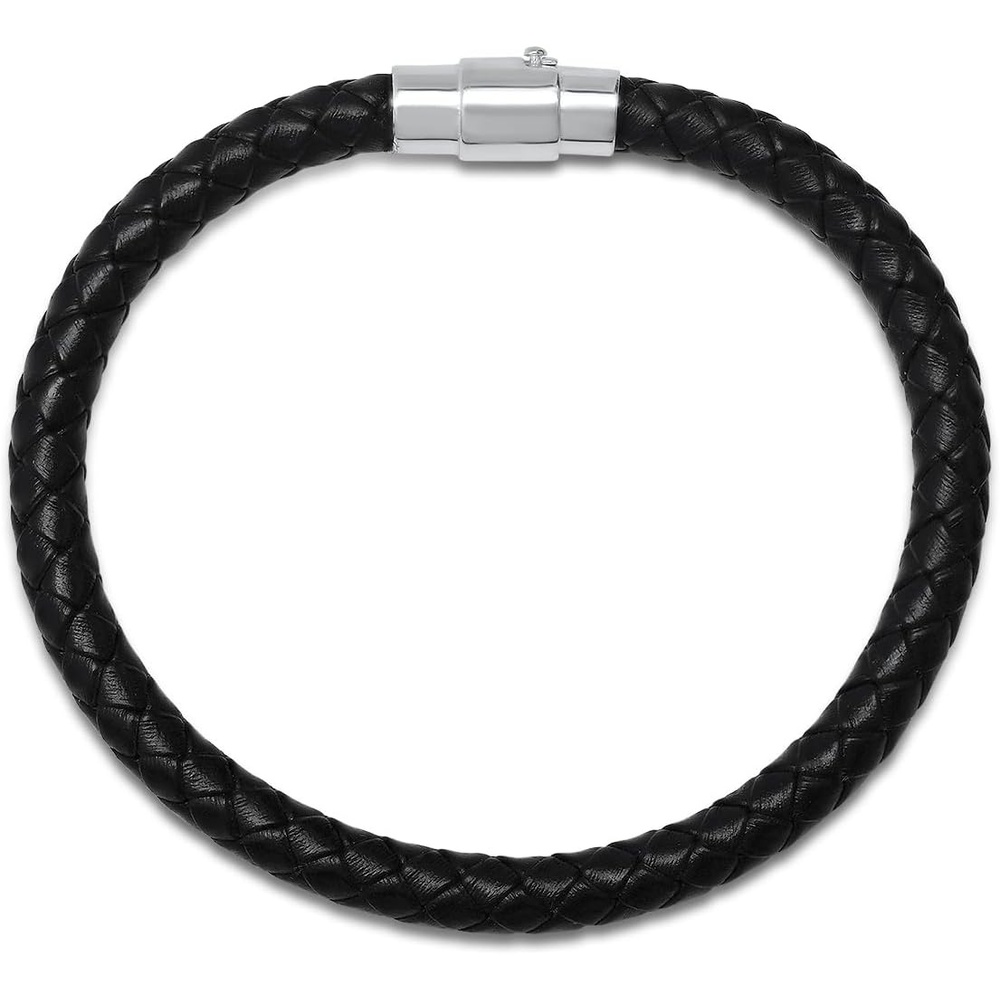 image:imageAmazon Essentials Mens Leather Sterling Silver BraceletBrown