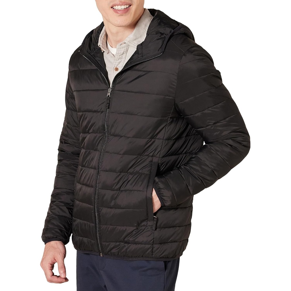 image:imageAmazon Essentials Mens Lightweight WaterResistant Packable Hooded Puffer JacketBlack