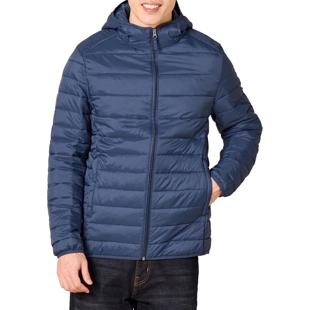 image:imageAmazon Essentials Mens Lightweight WaterResistant Packable Hooded Puffer JacketNavy