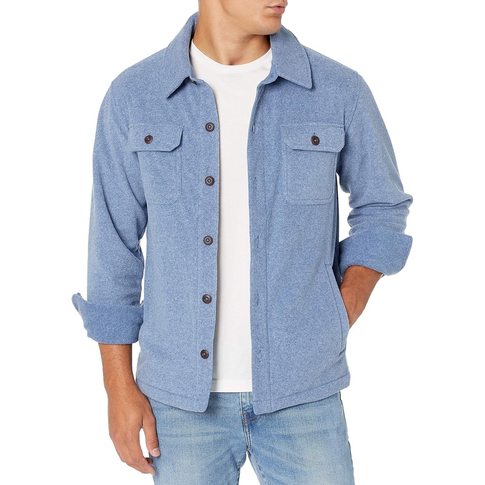 image:imageAmazon Essentials Mens LongSleeve Polar Fleece Shirt Jacket for Winter JacketsIndigo Blue Heather