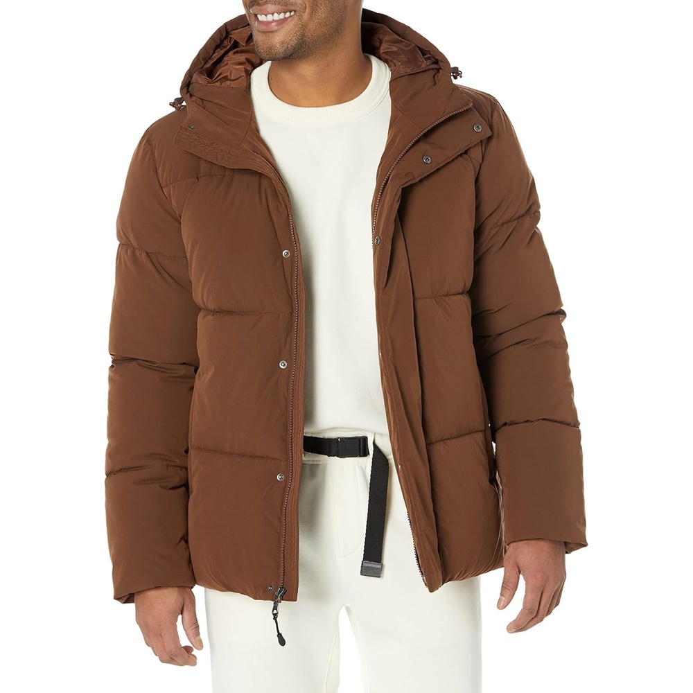 image:imageAmazon Essentials Mens MidLength Hooded Puffer Coat Available in Big amp TallDeep Brown