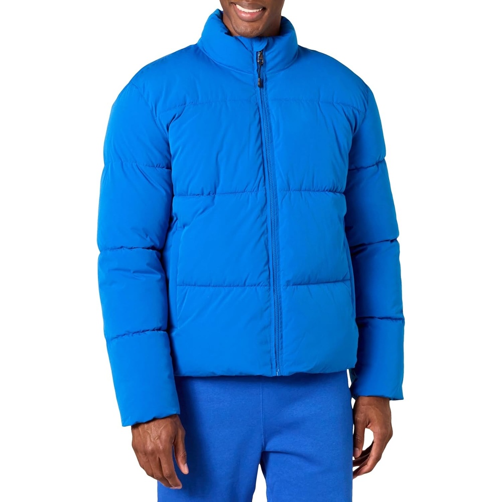 image:imageAmazon Essentials Mens Mock Neck Heavyweight Puffer Coat Available in Big amp TallBright Blue