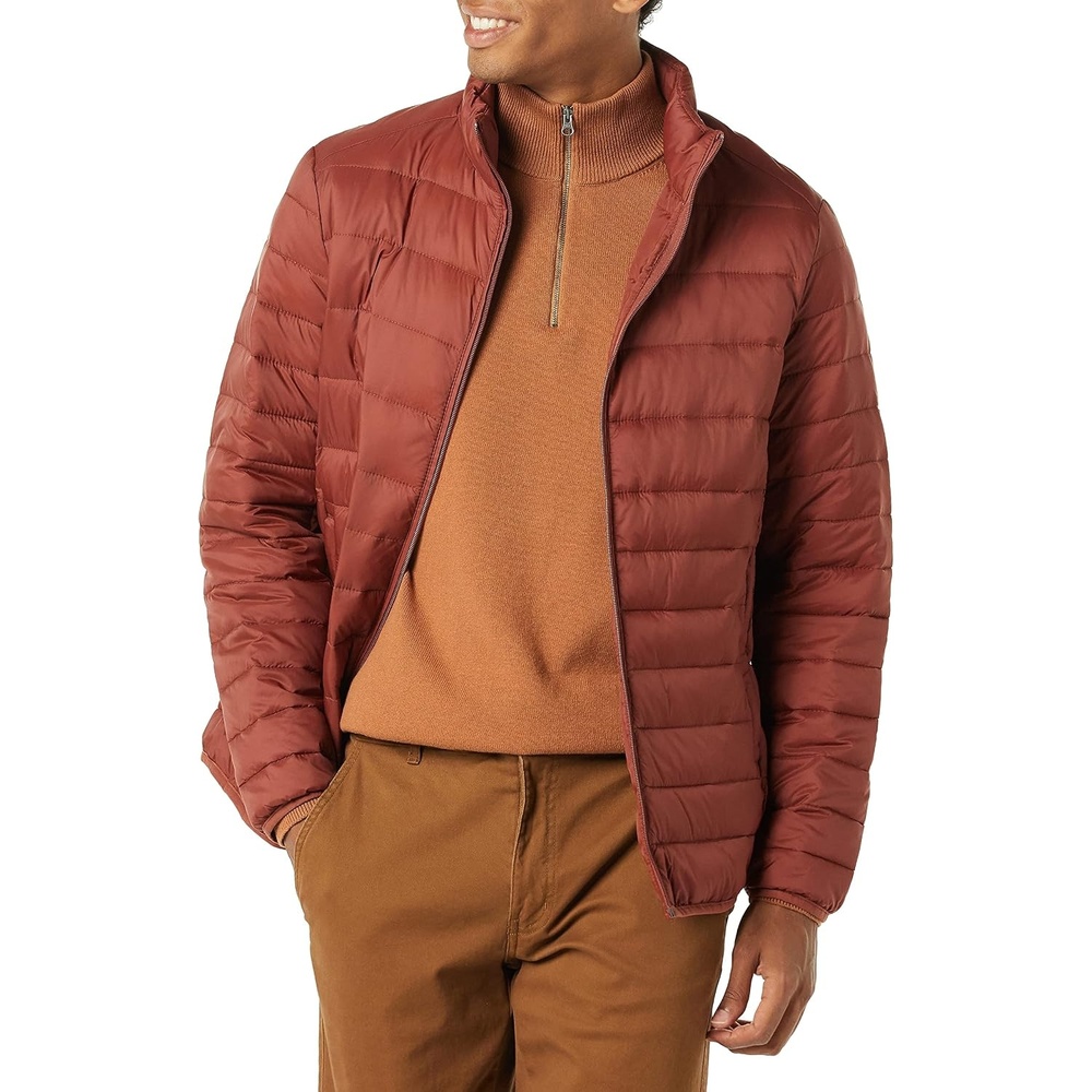 image:imageAmazon Essentials Mens Packable Lightweight WaterResistant Puffer Jacket Available in Big amp TallEarth Red