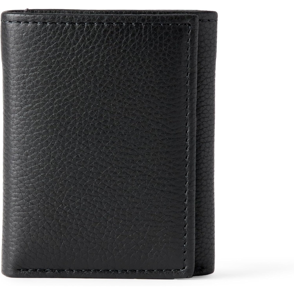 image:imageAmazon Essentials Mens Pebbled Full Grain Leather Trifold Wallet with 6 Card Pockets and ID Window Black One SizeBlack