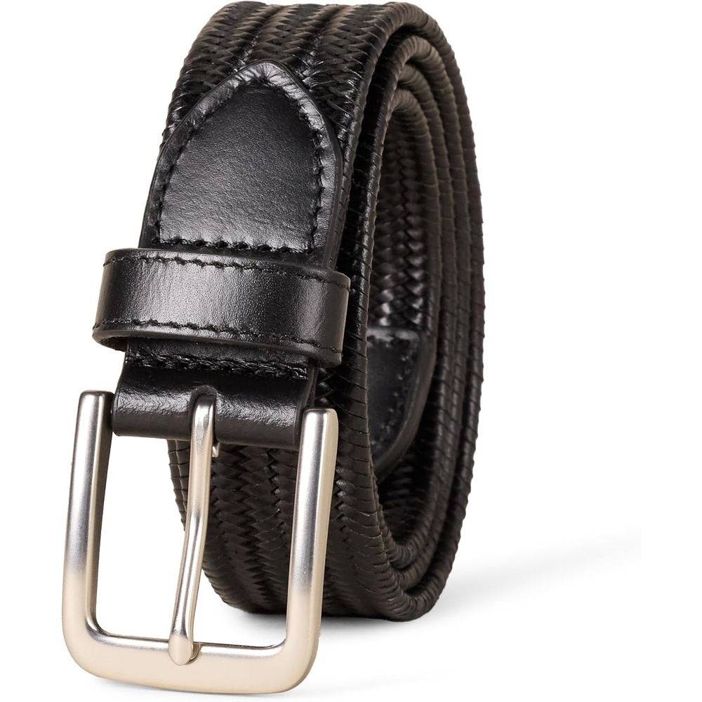 image:imageAmazon Essentials Mens Tubular Stretch Weave Leather BeltBlack