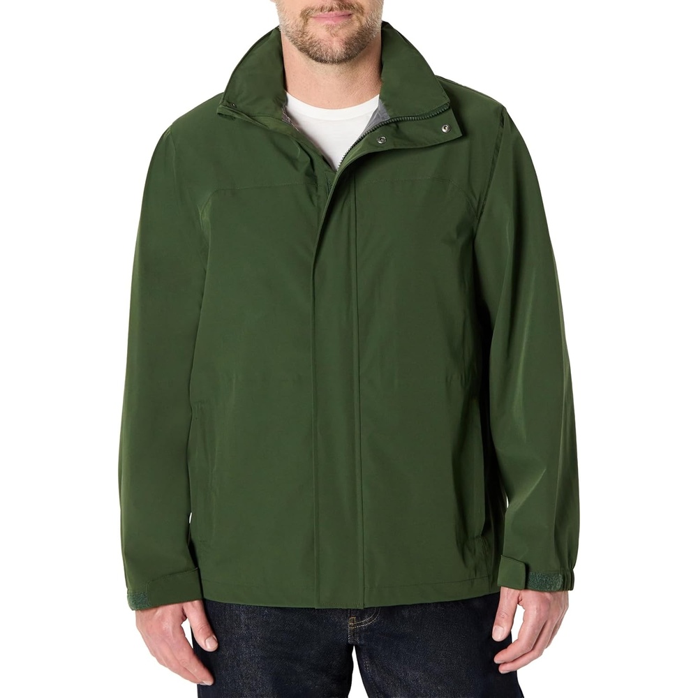 image:imageAmazon Essentials Mens Waterproof Packable Rain JacketDark Green