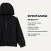 Amazon Essentials Boys’ Active Performance Stretch Woven Full-Zip Athletic Hoodie Jacket, Moisture-Wicking, Breathable(Black)
