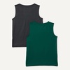 Amazon Essentials Boys’ Tech Stretch Moisture-Wicking Quick Dry Tank Top, Multipack(Dark Green/Heather Graphite)