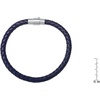 Amazon Essentials Men’s Leather Sterling Silver Bracelet(Dark Blue)