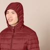 Amazon Essentials Men’s Lightweight Water-Resistant Packable Hooded Puffer Jacket(Dark Red)