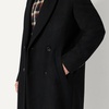 Amazon Essentials Men’s Relaxed-Fit Double Breasted Wool Blend Longline Topcoat with Classic Lapel(Black)