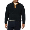 Amazon Essentials Men’s Snap-Front Pullover Polar Fleece Jacket(Black Camel Color Block)
