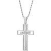 Amazon Essentials Men’s Stainless Steel and Gold-Plated Spinner Cross Pendant Necklace(Silver)