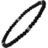 Amazon Essentials Men’s Sterling Silver Small Bead Stretch Bracelet(Black Lava)