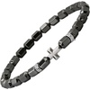 Amazon Essentials Men’s Sterling Silver Small Bead Stretch Bracelet(Cross Hematitle)