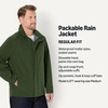 Amazon Essentials Mens Waterproof Packable Rain Jacket(Dark Green)