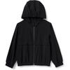 Amazon Essentials Boys’ Active Performance Stretch Woven Full-Zip Athletic Hoodie Jacket, Moisture-Wicking, Breathable(Black)