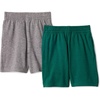 Amazon Essentials Boys’ Supersoft Performance Knit Regular Fit Athletic Shorts(Space Dye Green / Space Dye Grey)