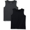 Amazon Essentials Boys’ Tech Stretch Moisture-Wicking Quick Dry Tank Top, Multipack(Black/Heather Graphite)