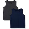 Amazon Essentials Boys’ Tech Stretch Moisture-Wicking Quick Dry Tank Top, Multipack(Navy/Heather Graphite)