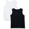 Amazon Essentials Boys’ Tech Stretch Moisture-Wicking Quick Dry Tank Top, Multipack(White/Black)