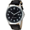 Amazon Essentials Men’s Easy to Read 42mm Leather Band Analog Watch(Black/Silver)