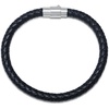 Amazon Essentials Men’s Leather Sterling Silver Bracelet(Black)