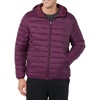 Amazon Essentials Men’s Lightweight Water-Resistant Packable Hooded Puffer Jacket(Dark Purple)