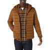 Amazon Essentials Men’s Lightweight Water-Resistant Packable Hooded Puffer Jacket(Light Brown)