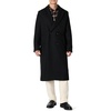 Amazon Essentials Men’s Relaxed-Fit Double Breasted Wool Blend Longline Topcoat with Classic Lapel(Black)