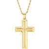 Amazon Essentials Men’s Stainless Steel and Gold-Plated Spinner Cross Pendant Necklace(Gold)